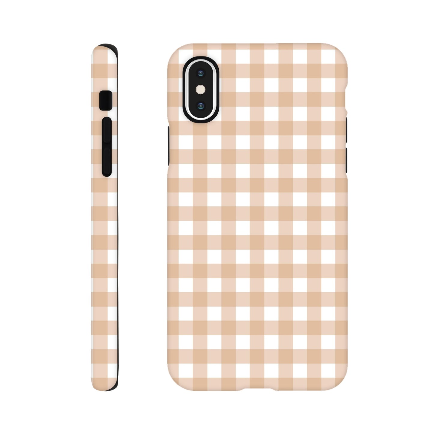 Tan and White Gingham Pattern Phone Case - Stylish and Protective