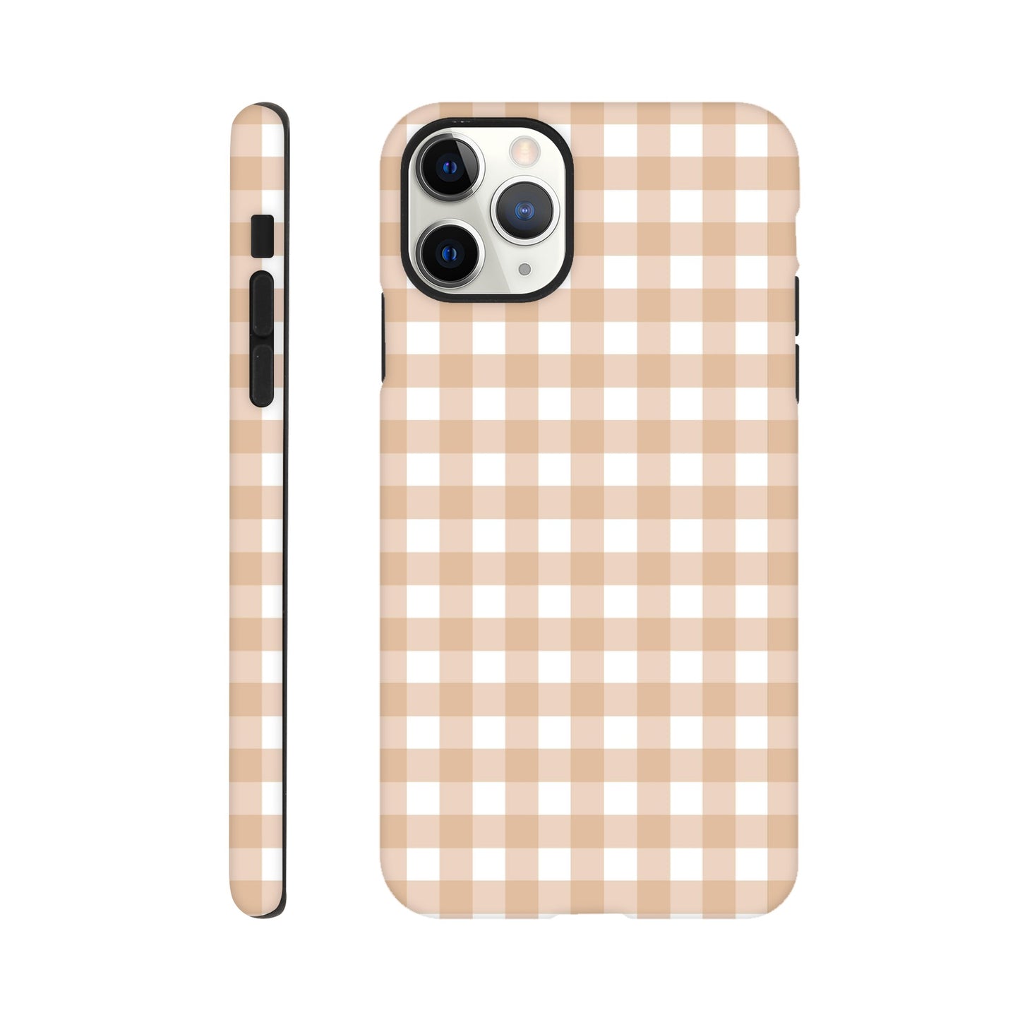 Tan and White Gingham Pattern Phone Case - Stylish and Protective