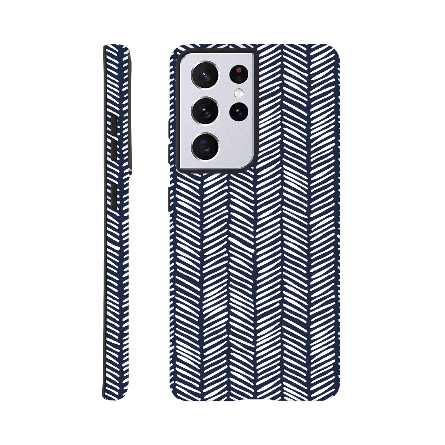 Herringbone Pattern in Navy Blue - Phone Case