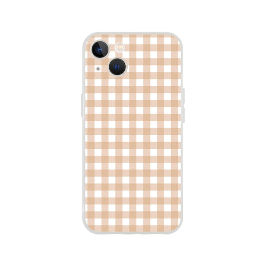 Tan and White Gingham Pattern Phone Case - Stylish and Protective