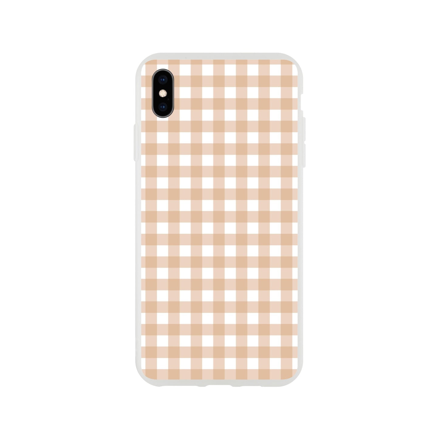 Tan and White Gingham Pattern Phone Case - Stylish and Protective