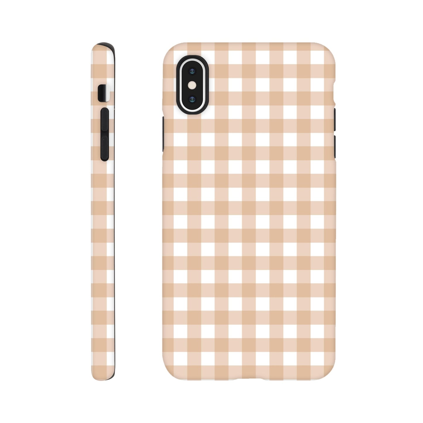 Tan and White Gingham Pattern Phone Case - Stylish and Protective