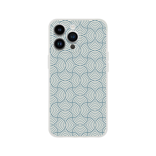 Mid Century Modern - Mod Ovals - Blue Oyster White Retro Inspired - Phone Case