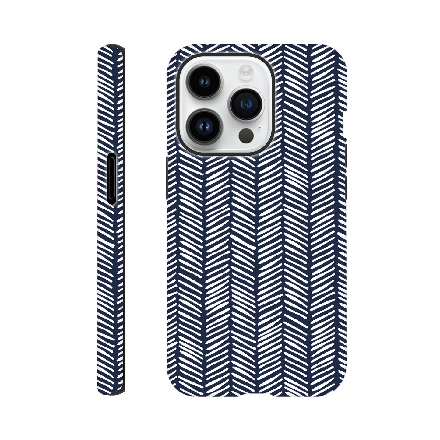 Herringbone Pattern in Navy Blue - Phone Case