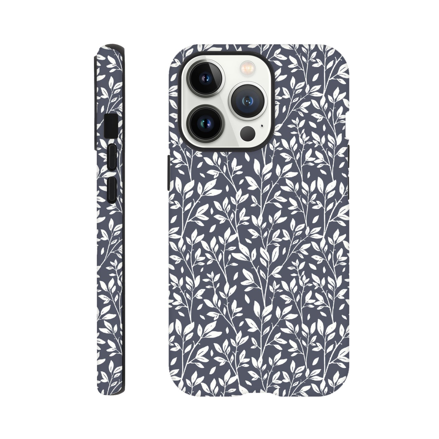 Deep Grey Botanical Leaves Phone Case - Stylish & Protective