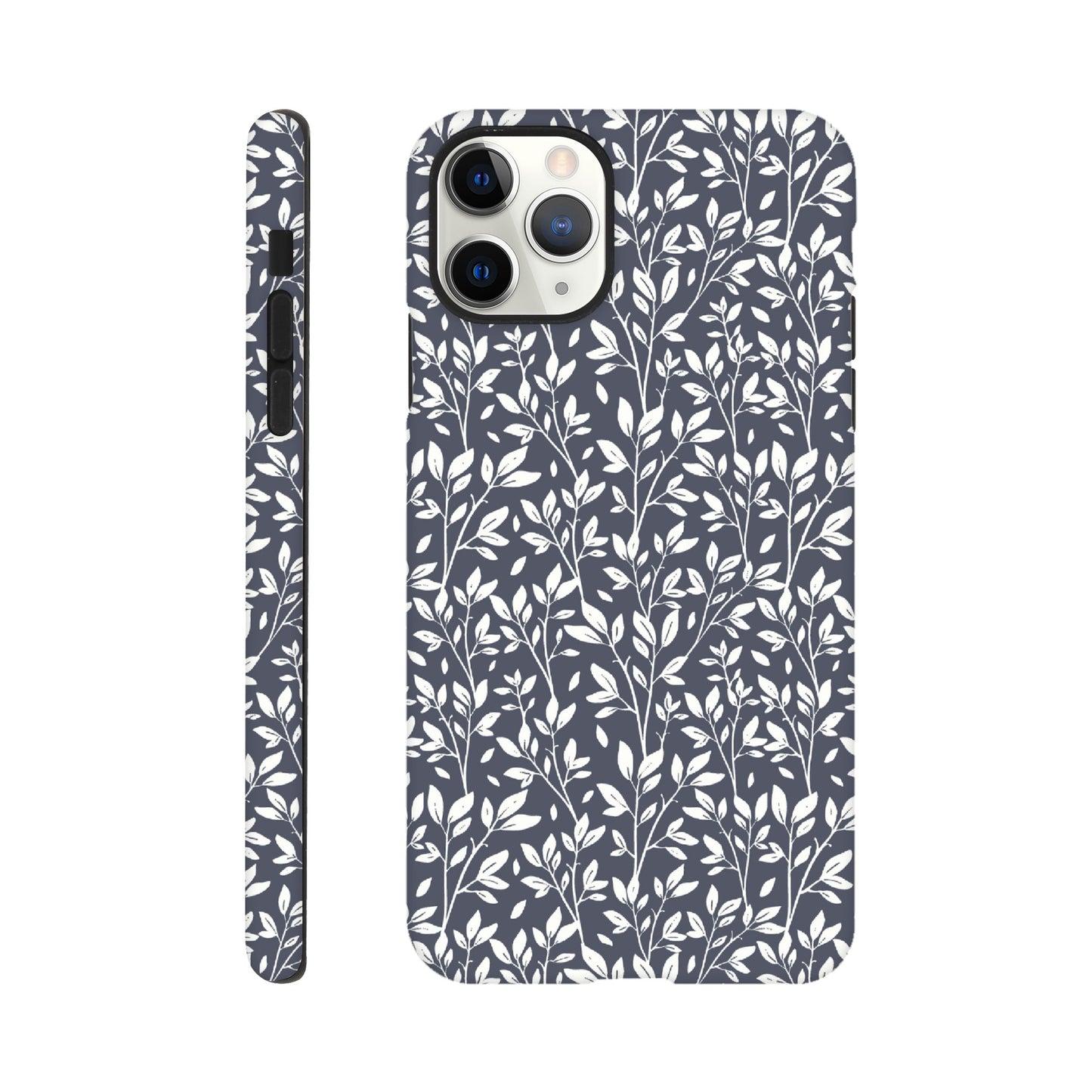 Deep Grey Botanical Leaves Phone Case - Stylish & Protective