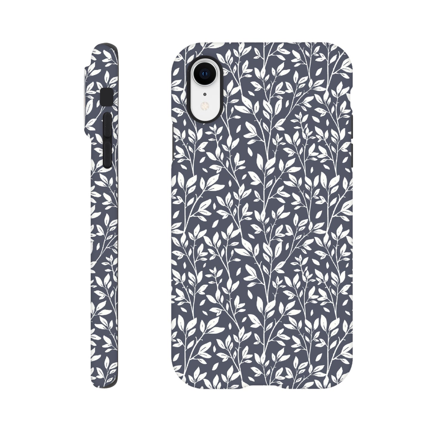 Deep Grey Botanical Leaves Phone Case - Stylish & Protective