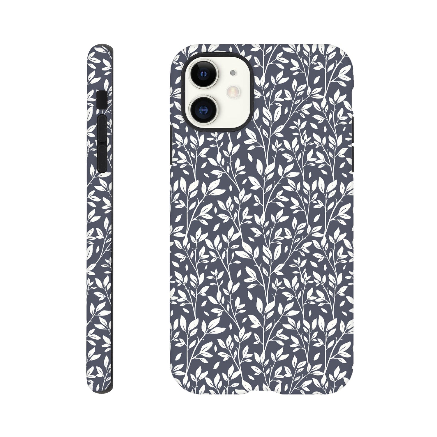 Deep Grey Botanical Leaves Phone Case - Stylish & Protective