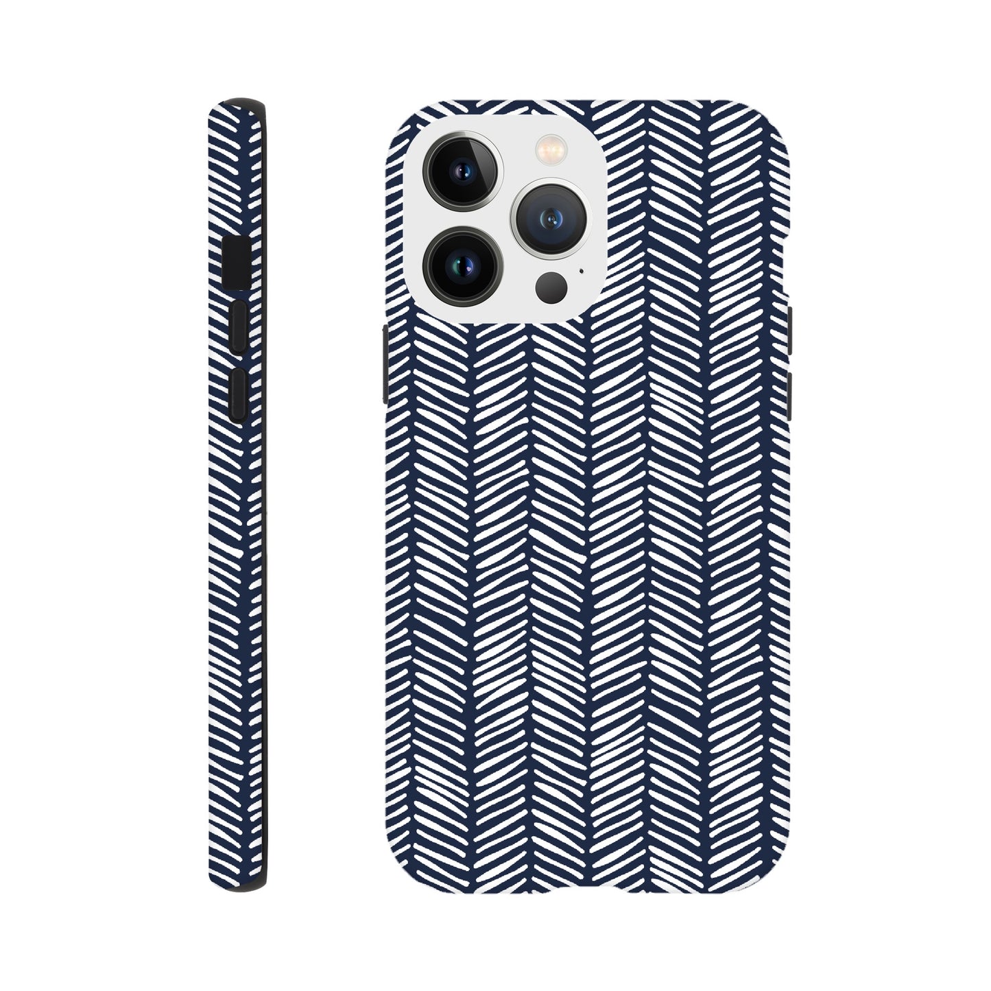 Herringbone Pattern in Navy Blue - Phone Case