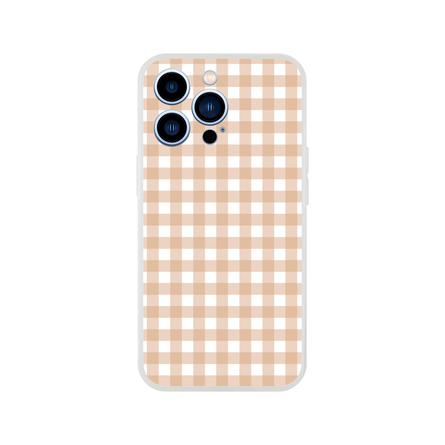 Tan and White Gingham Pattern Phone Case - Stylish and Protective