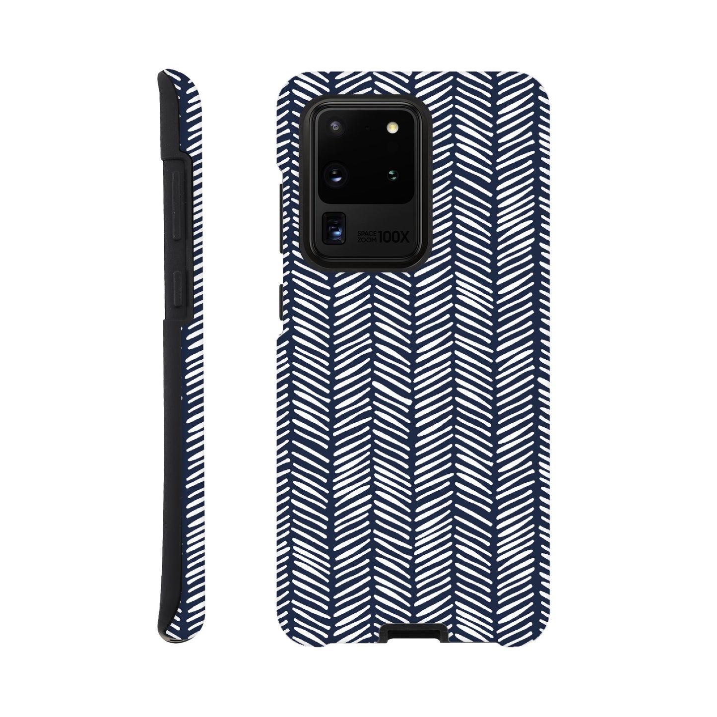 Herringbone Pattern in Navy Blue - Phone Case