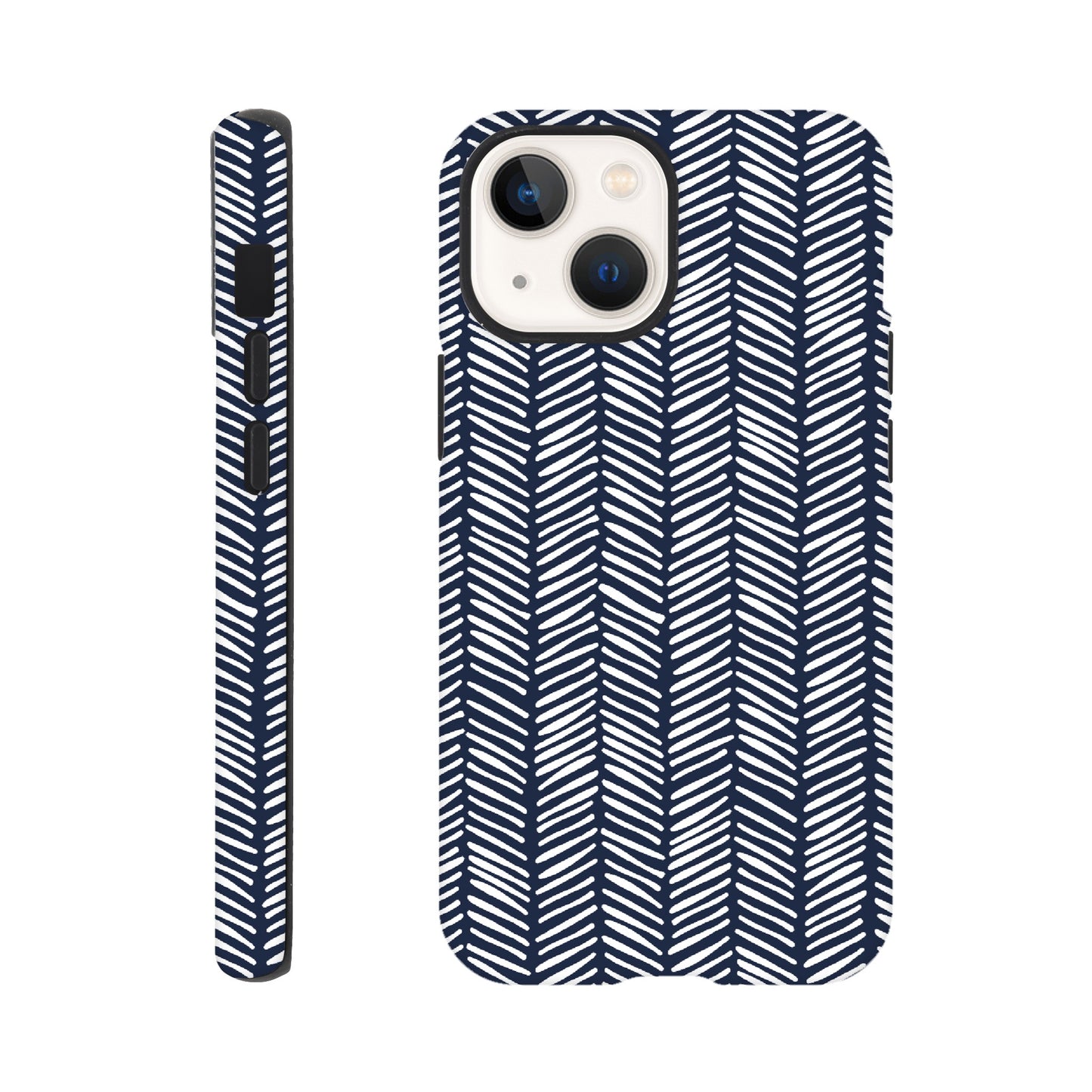 Herringbone Pattern in Navy Blue - Phone Case