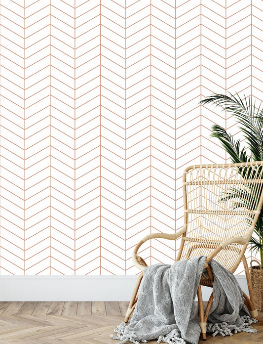 Chevron Pattern Thin in Rose Tan and White
