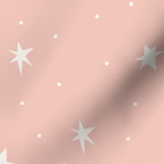 Christmas Stars Pattern: Holiday Stars on a pink background (Medium)
 Fabric