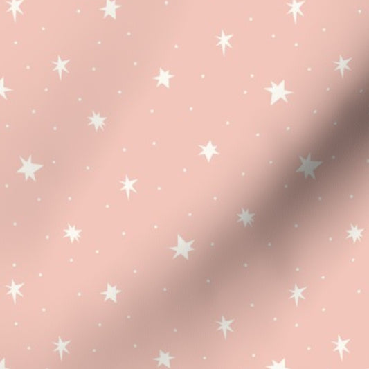 Christmas Stars Pattern: Holiday Stars on a pink background (Tiny)
 Fabric