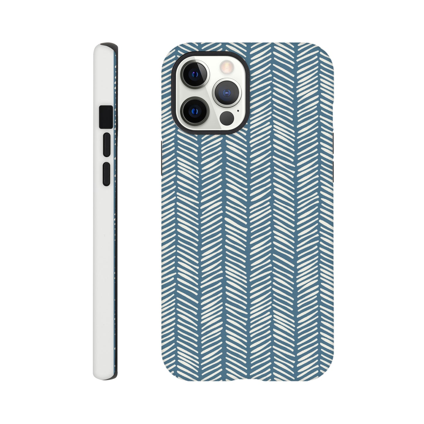 Herringbone Pattern in Inky Blue - Phone case