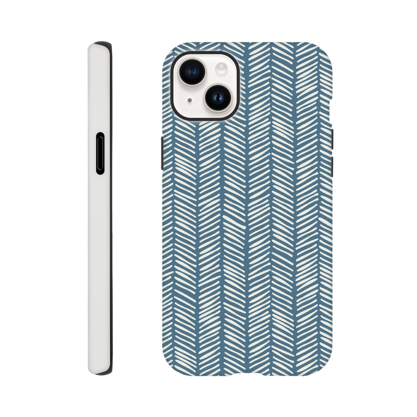 Herringbone Pattern in Inky Blue - Phone case