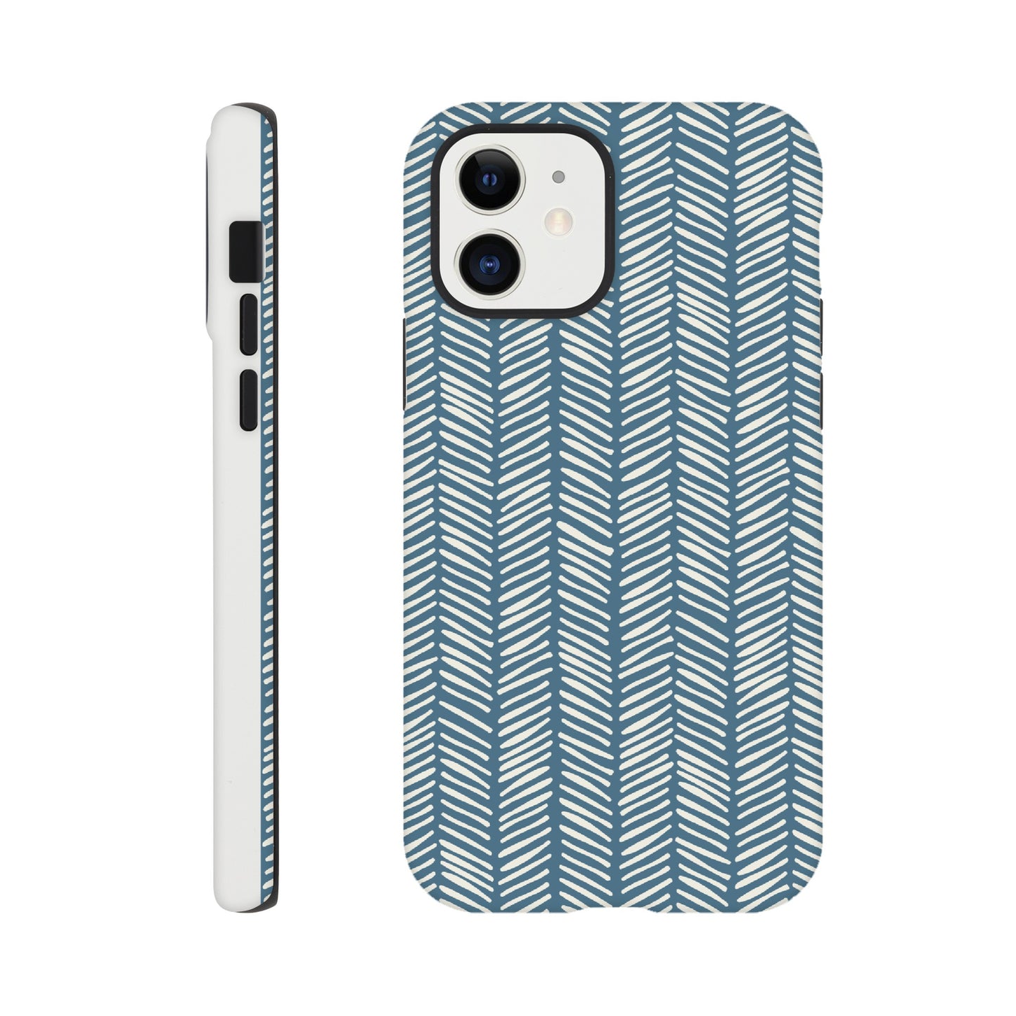 Herringbone Pattern in Inky Blue - Phone case