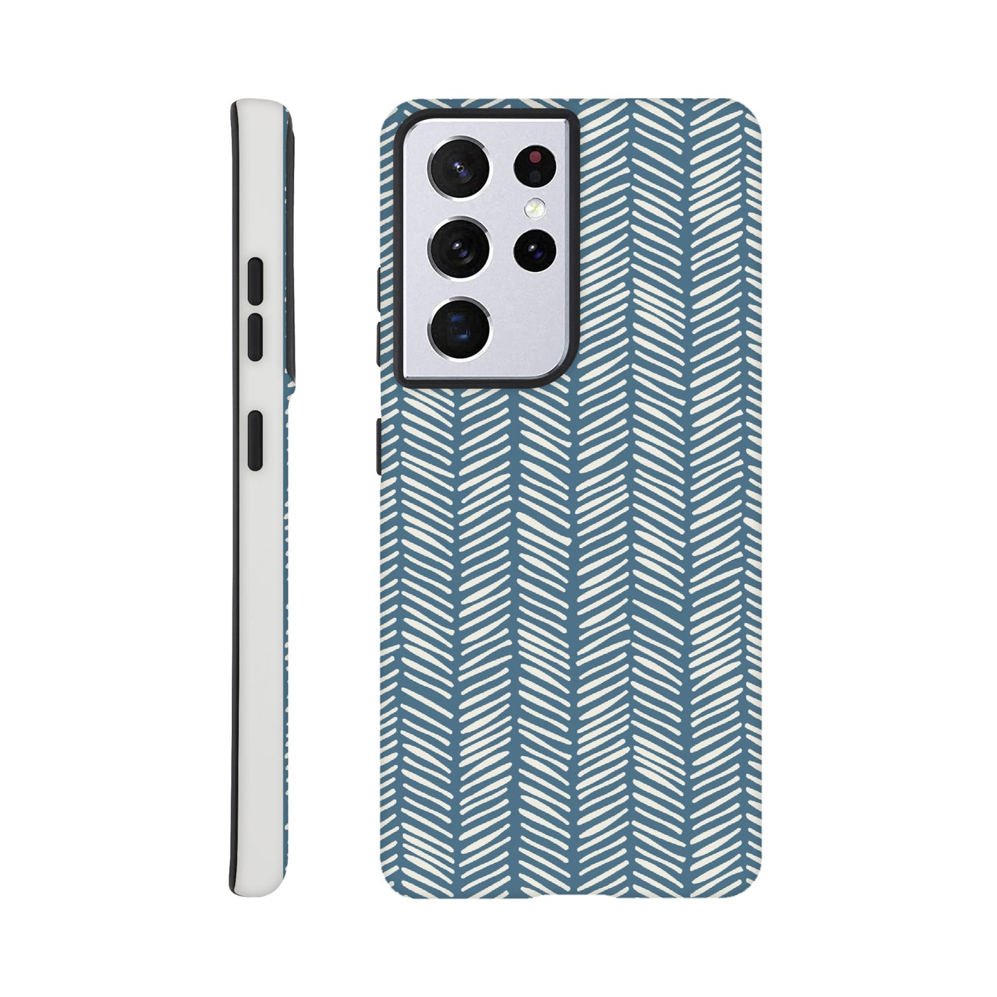 Herringbone Pattern in Inky Blue - Phone case