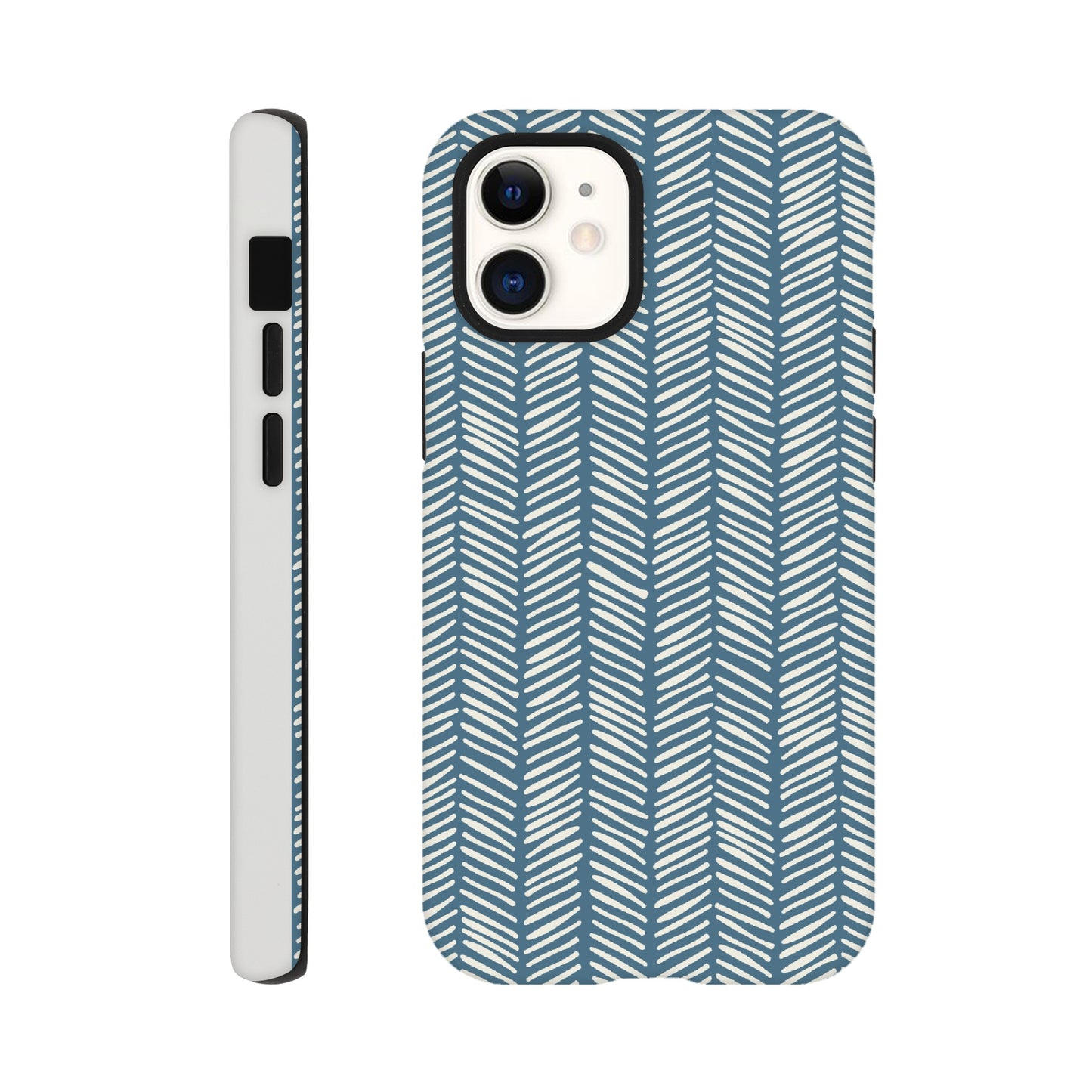 Herringbone Pattern in Inky Blue - Phone case