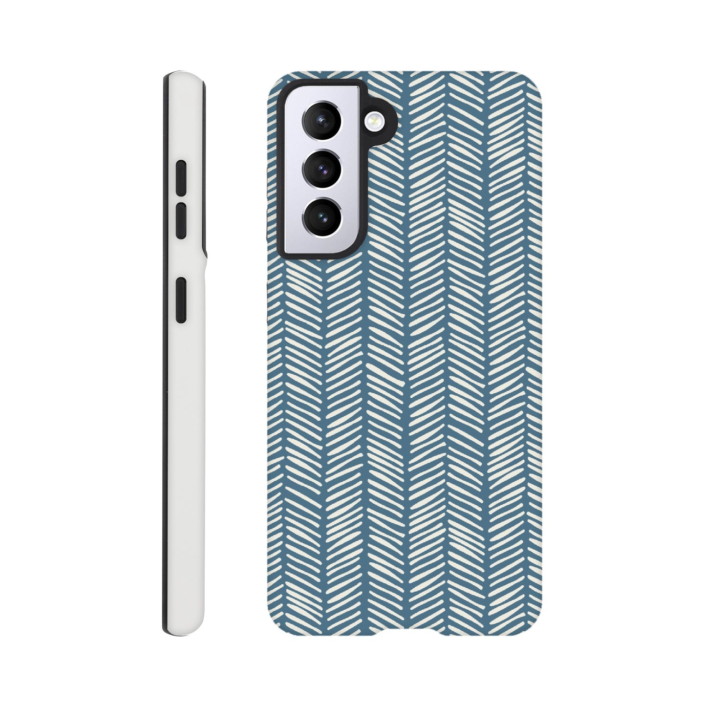 Herringbone Pattern in Inky Blue - Phone case