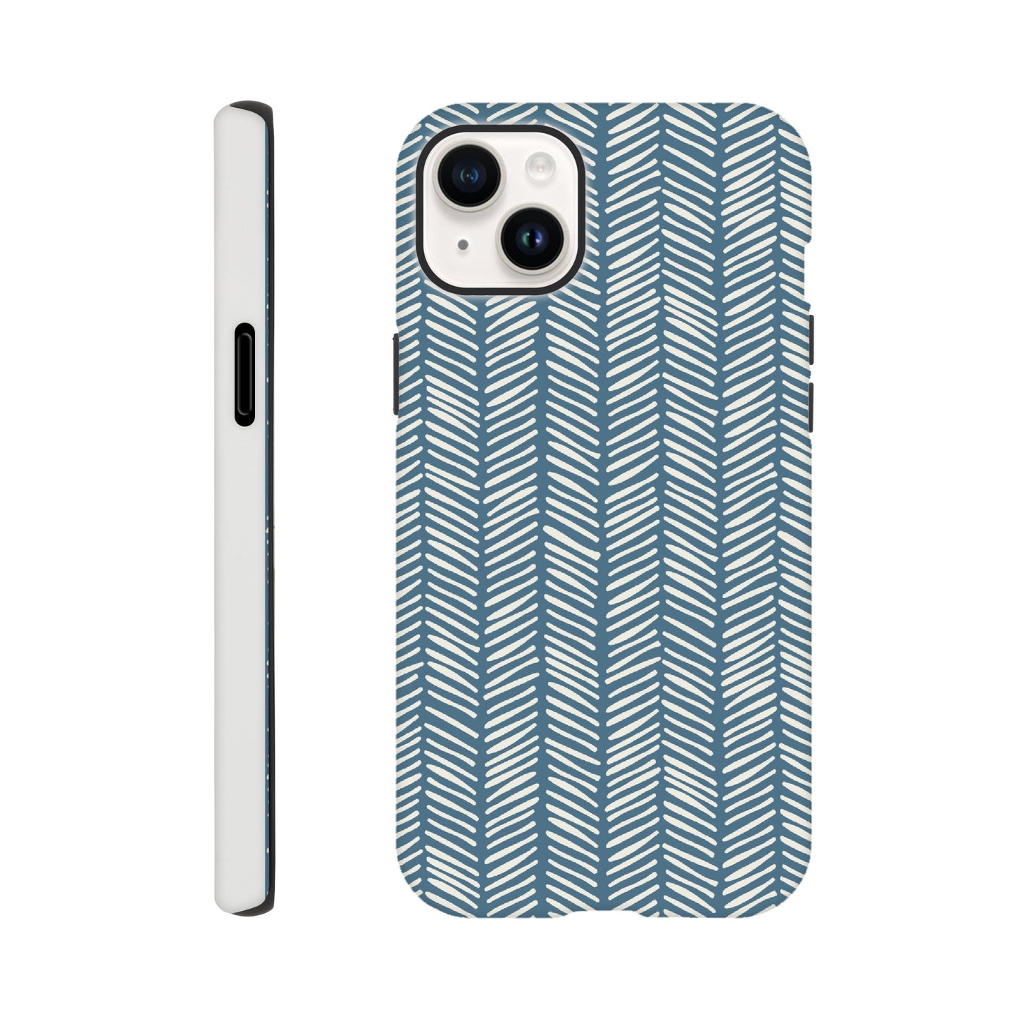 Herringbone Pattern in Inky Blue - Phone case