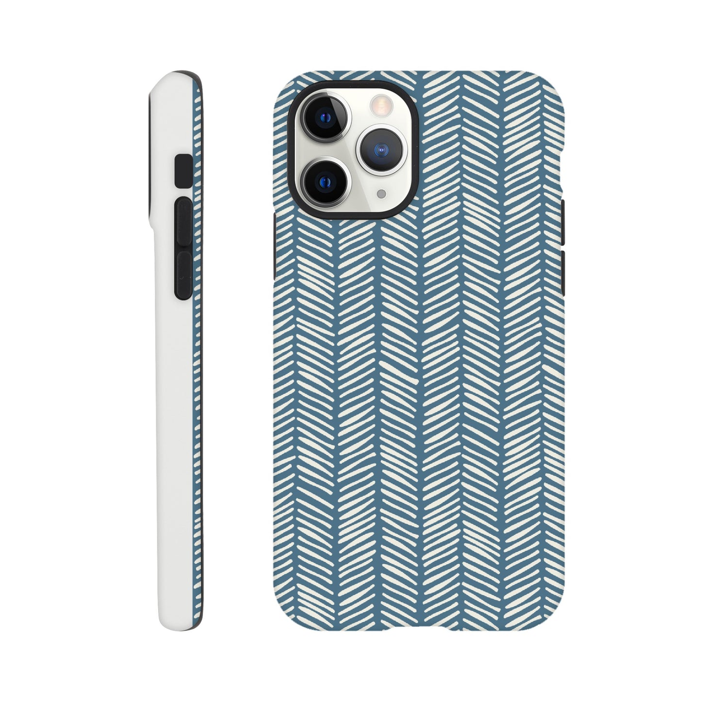 Herringbone Pattern in Inky Blue - Phone case