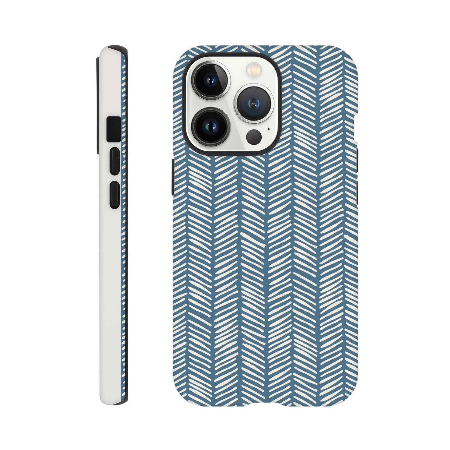 Herringbone Pattern in Inky Blue - Phone case