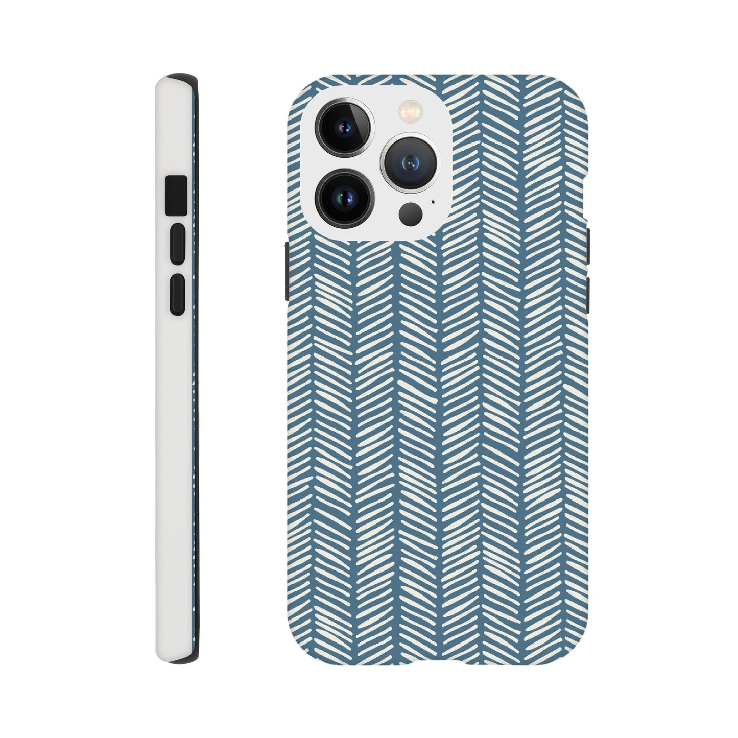 Herringbone Pattern in Inky Blue - Phone case