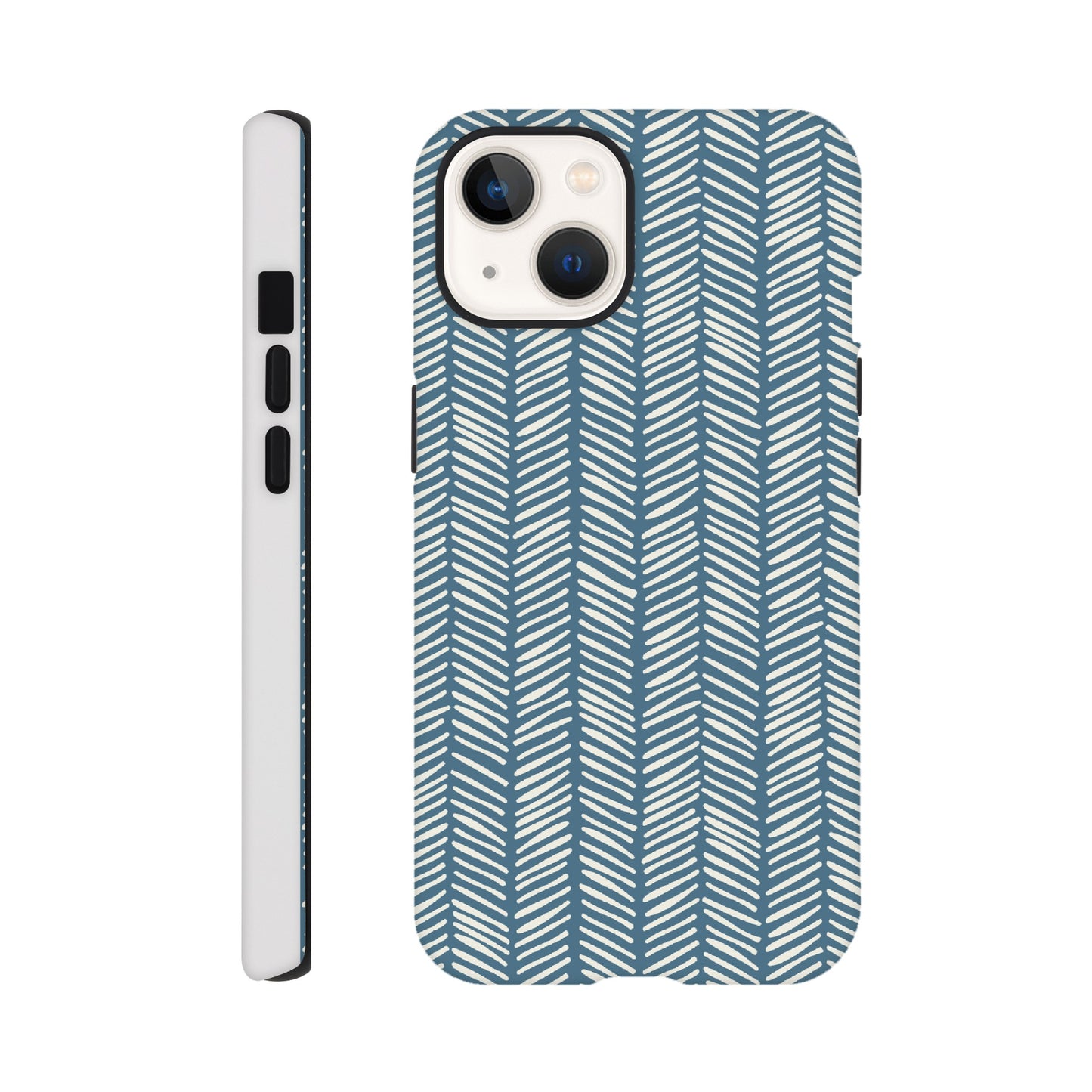 Herringbone Pattern in Inky Blue - Phone case