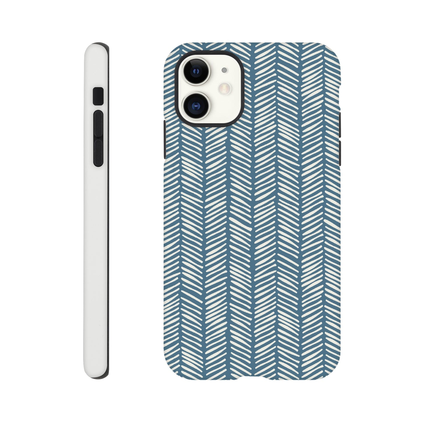 Herringbone Pattern in Inky Blue - Phone case