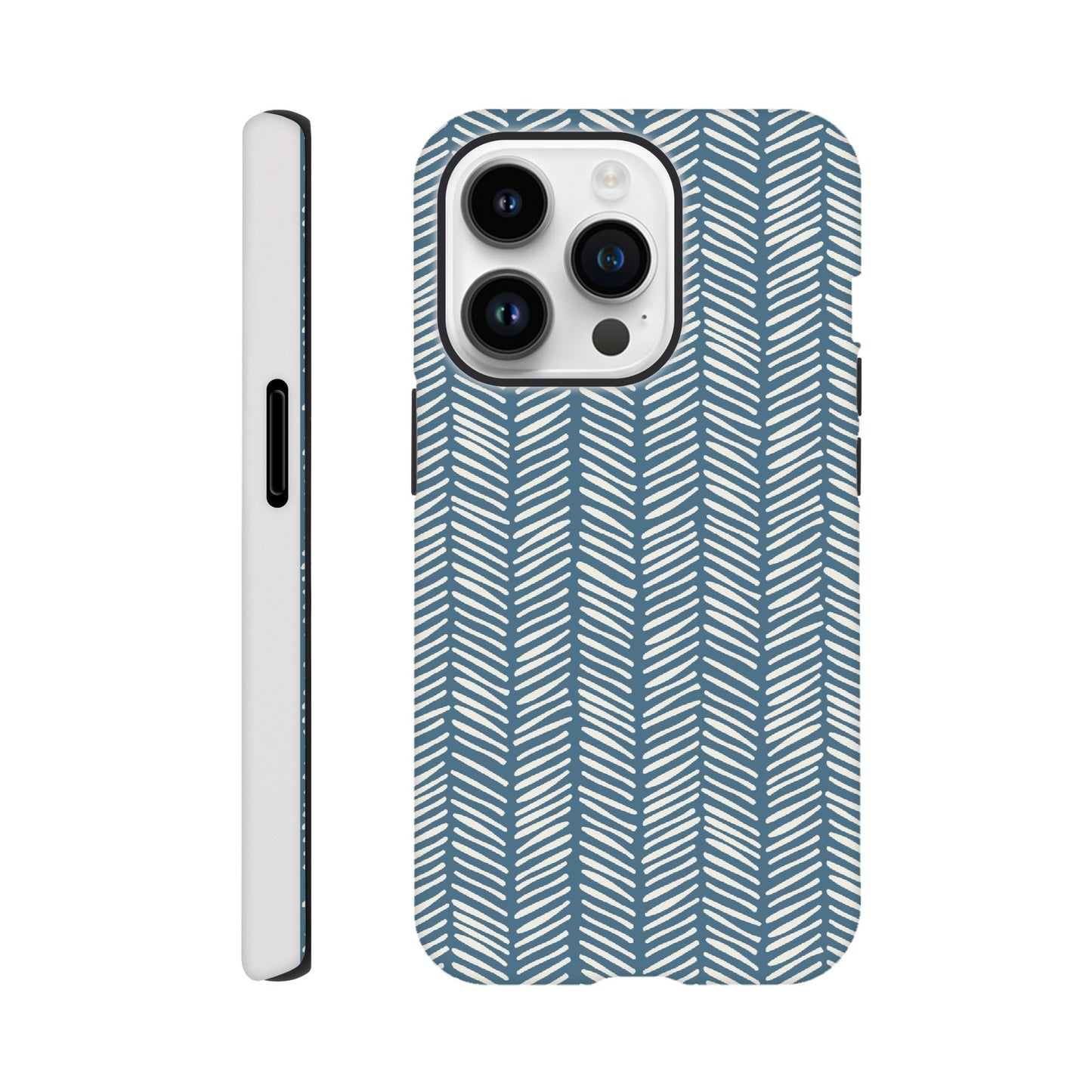 Herringbone Pattern in Inky Blue - Phone case