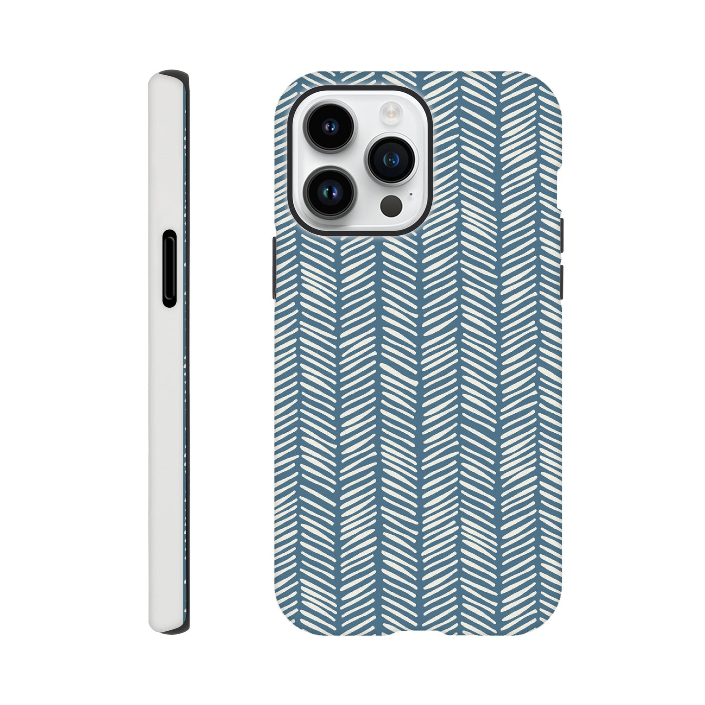 Herringbone Pattern in Inky Blue - Phone case