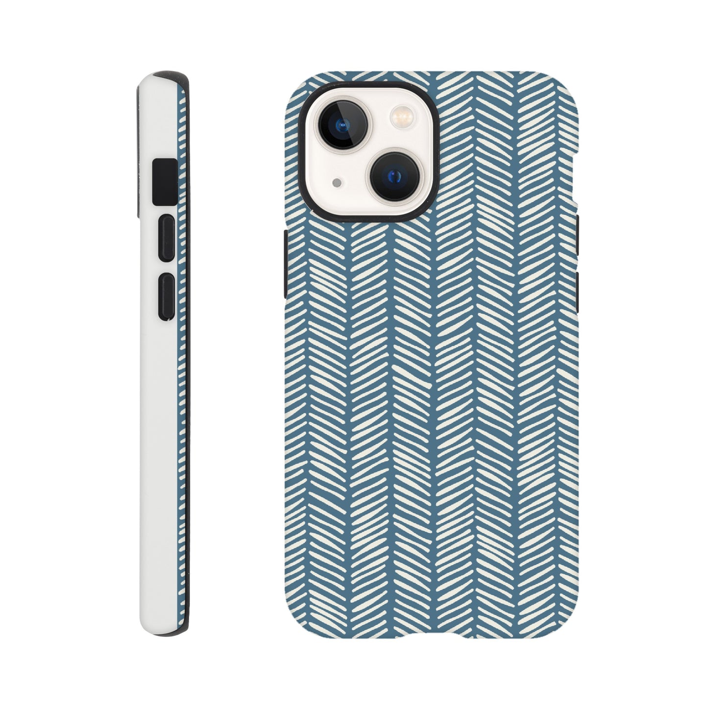 Herringbone Pattern in Inky Blue - Phone case