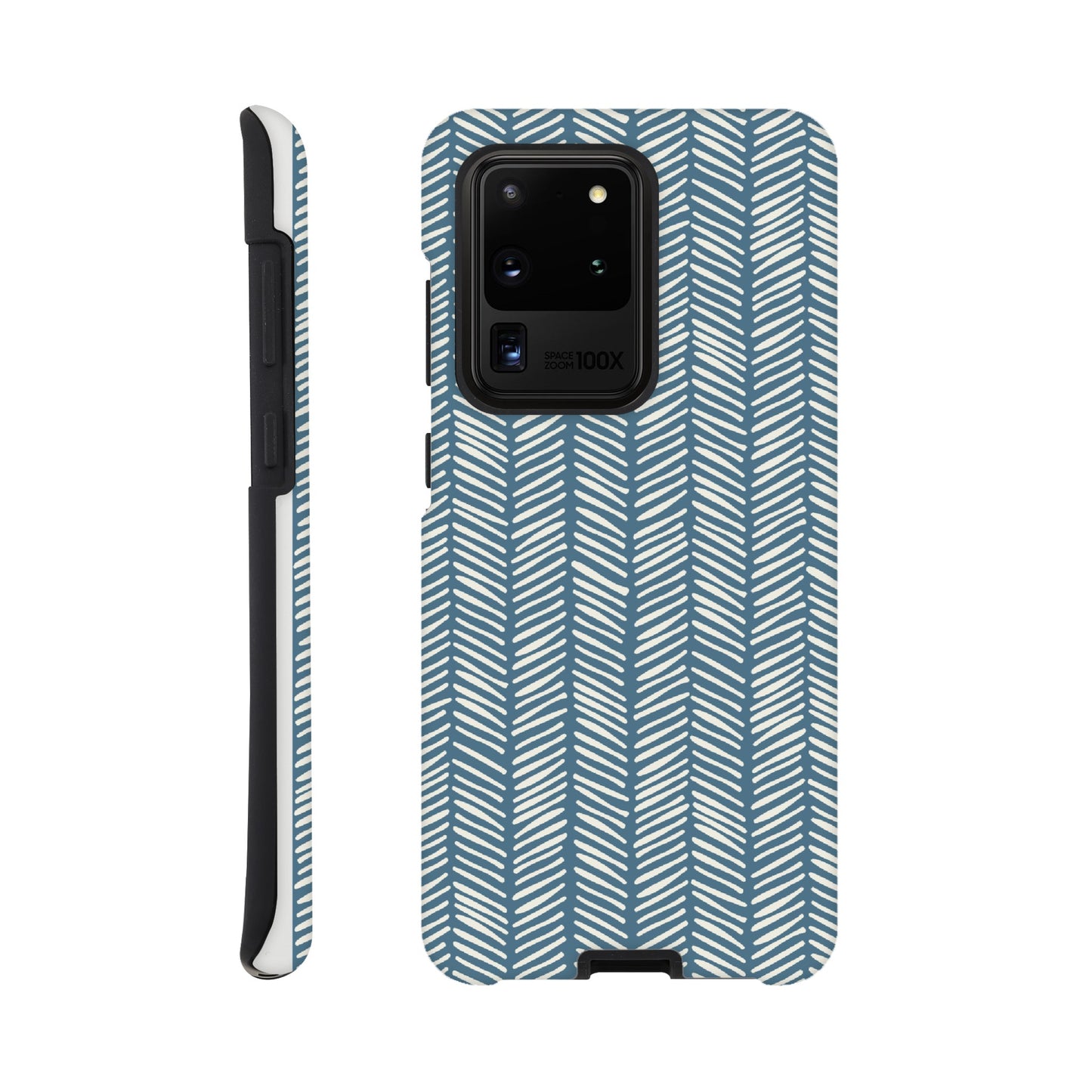 Herringbone Pattern in Inky Blue - Phone case