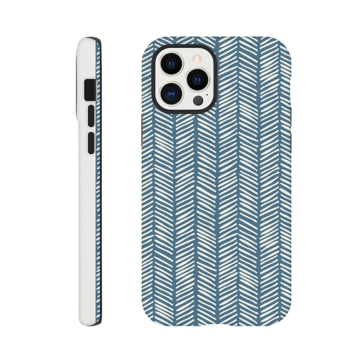 Herringbone Pattern in Inky Blue - Phone case